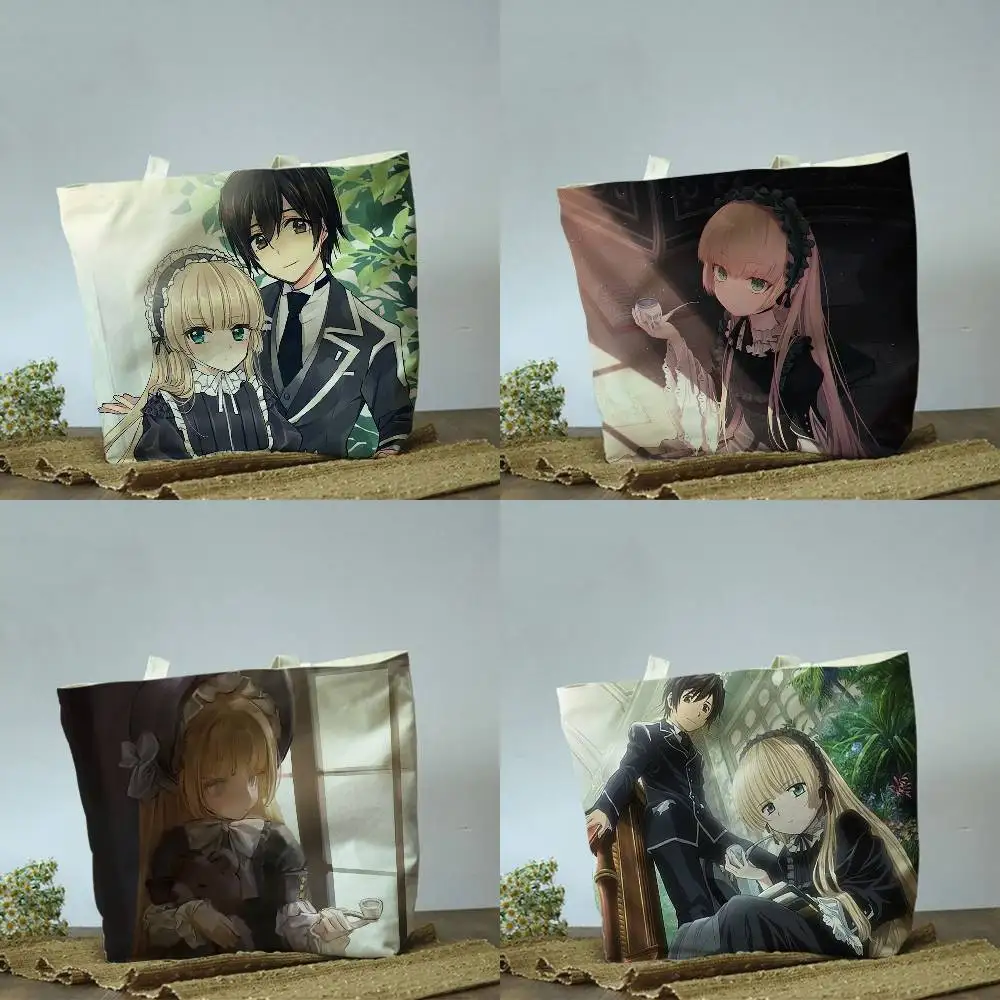 

GOSICK Anime Plain Beige Cotton Polyester Canvas Shoulder Bag for Grocery & Travel