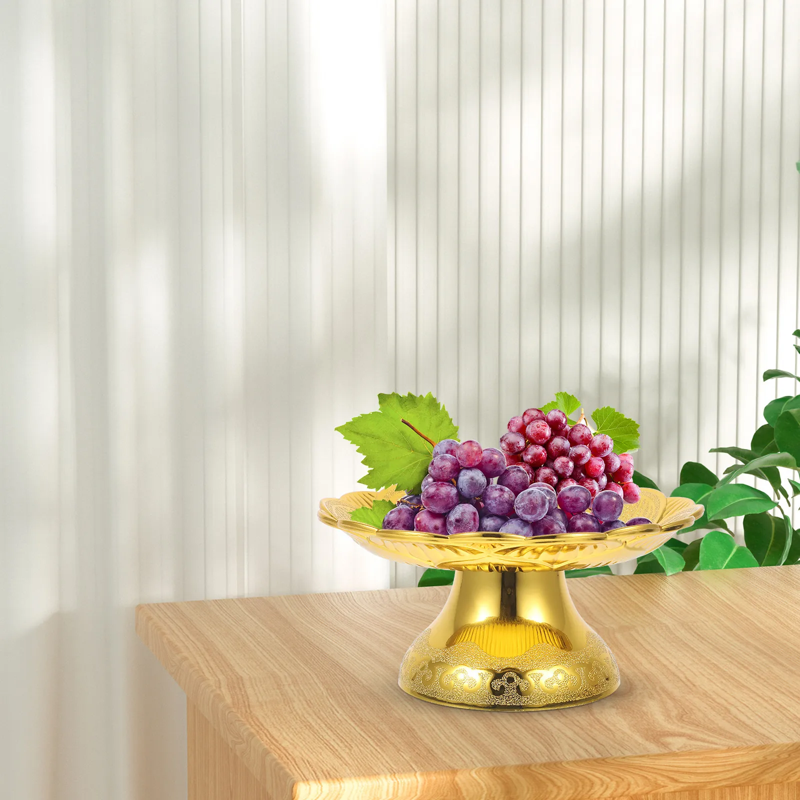 Offering Plate Lotus Shape Raised Edge Fruit Tray for Temple Worship Buddha Worship Supplies Tribute Fruit Holder Home Decor