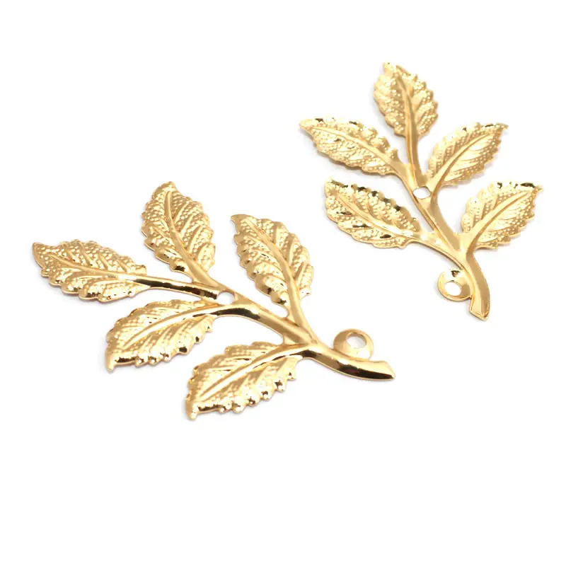20PCS Not plated color Brass Tree Leaves Charms Pendants High Quality Diy Jewelry Making Supplies Earrings Accessories for Women