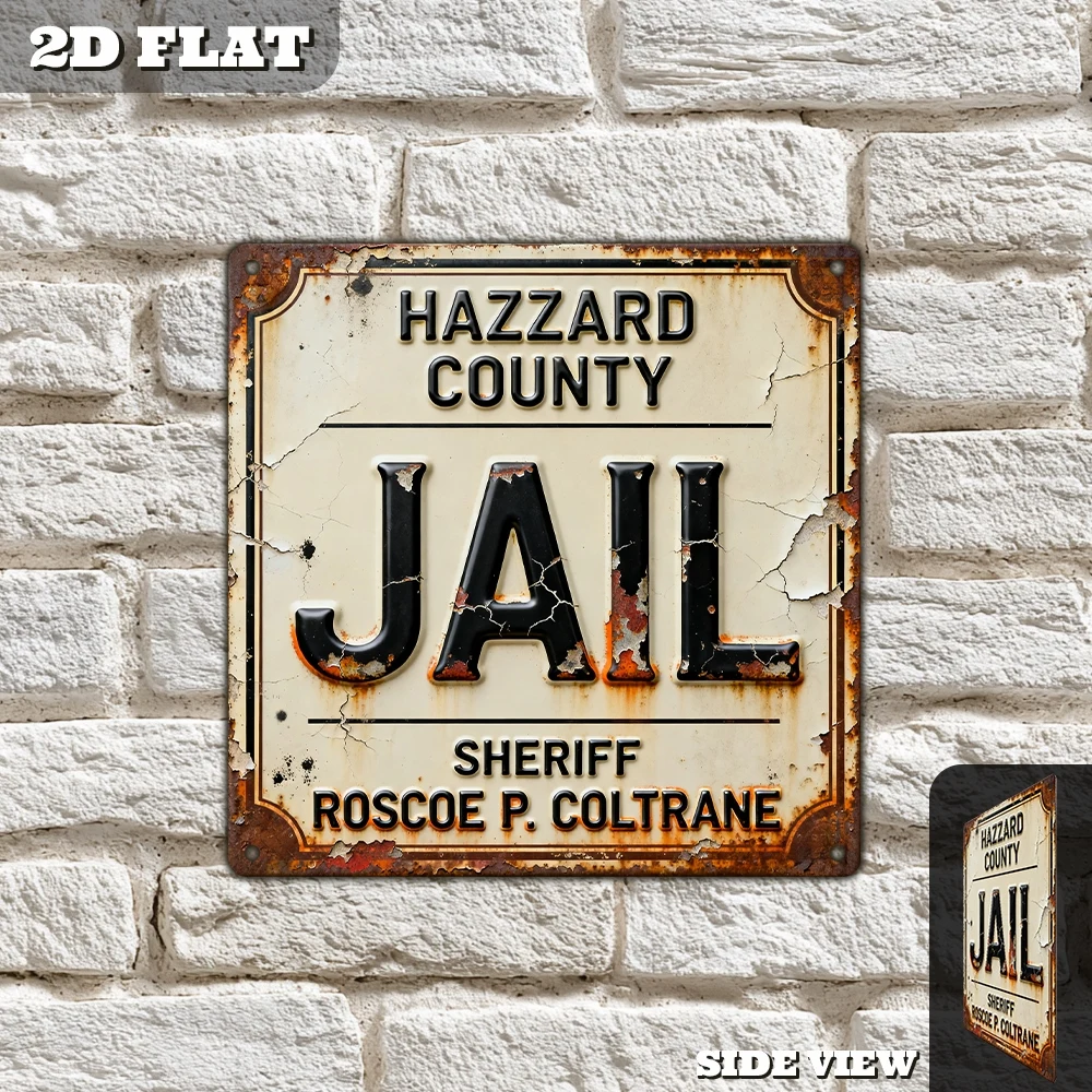 CIFBUY Vintage Nostalgic Hazard County Jail Metal Sign Aluminum Wall Art Waterproof Durable Rust Proof Home Porch Entry Hallway