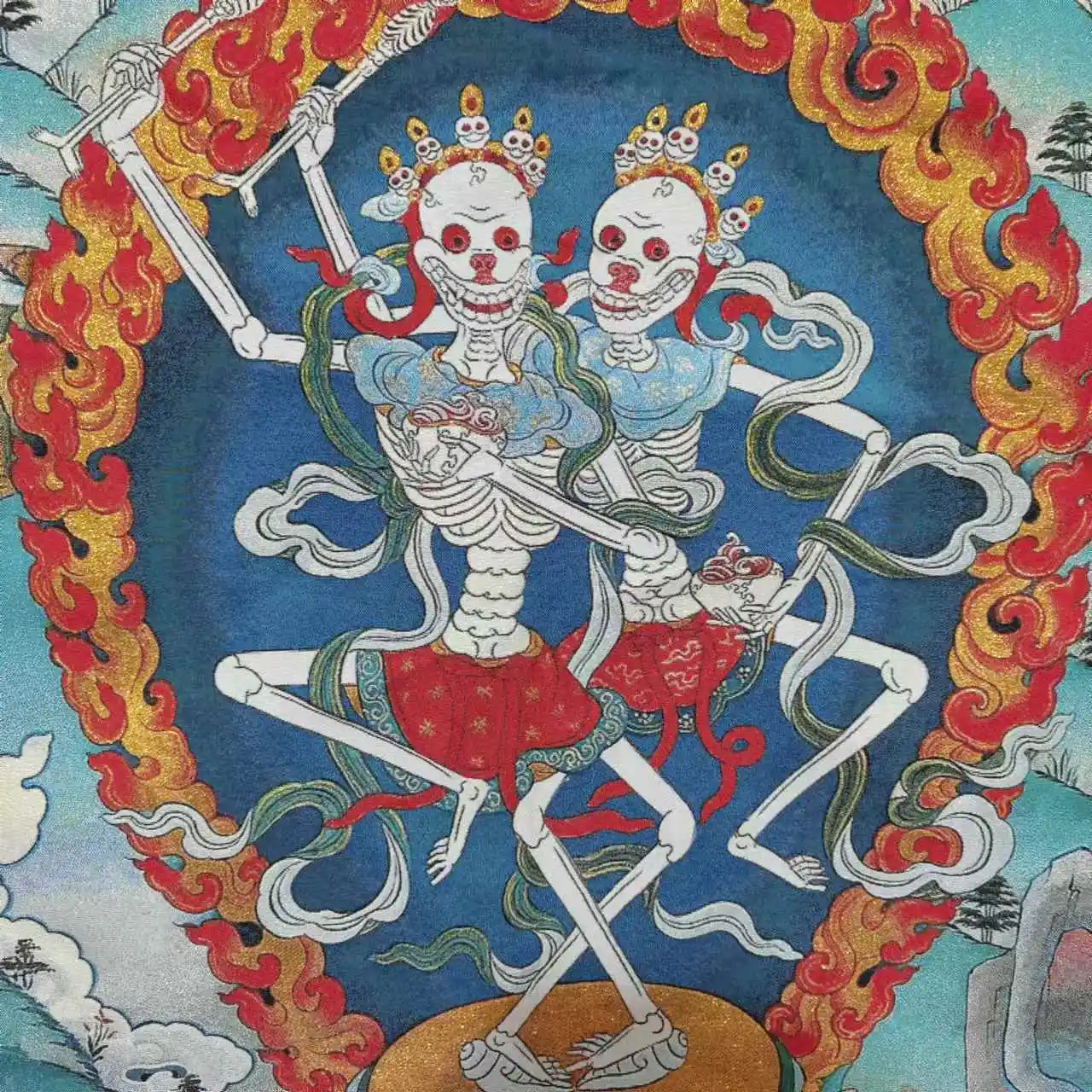 Tangka Embroidery Corpse Tornado Main Statue Chinese Home Decoration Hanging Painting