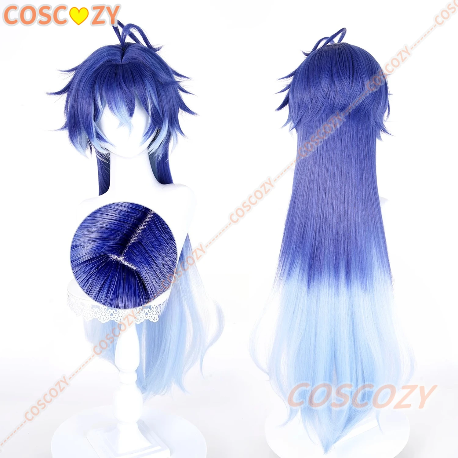 Game Genshin Impact Flins Cosplay Wig Long Blue Heat Resistant Synthesis Hair Halloween Carnival Party Wigs For Women Men Boys