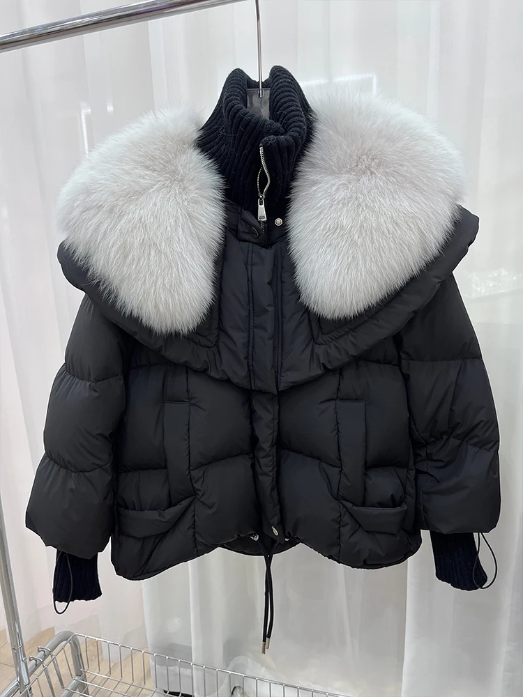 

2023 Fashion New Female Winter 90% Goose Down Jacket Real Fox Fur Collar Thick Warm Women Coat Luxury Outwear Coat