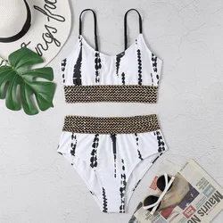 Vintage Bikinis 2023 Women High Waist Swimwear Tape Swimsuit Female Beachwear Summer Bathers Bathing Suit Swimming