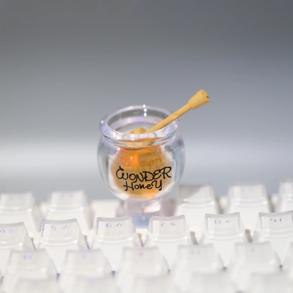 1pc New Cute Honey Jar Keycaps DIY Handmade Customized Cross Axis Mechanical Keyboard Keycaps Personalized Creative Keycaps