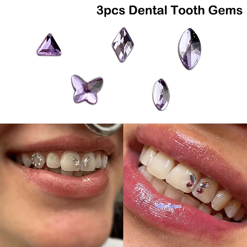 3pcs/box Dental Tooth Gem Crystal Diamond Ornament Teeth Whitening Studs Star-Shaped Teeth Jewelry Crystal Decoration Material