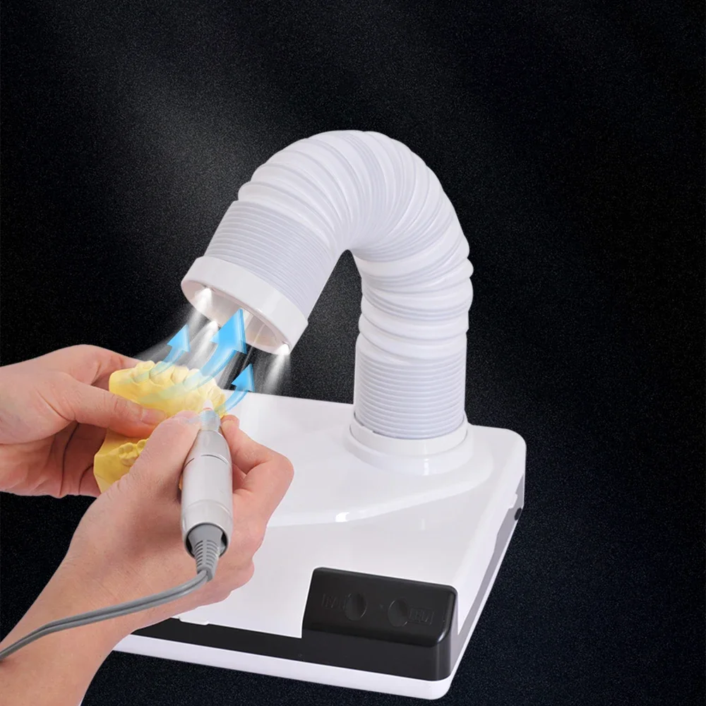60W Dental Lab Vacuum Dust Collector Extractor With Retractable LED, Suction Machine For Bench Polishing Equipment