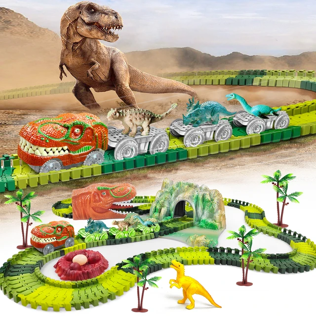 Jump Dino Game|dinosaur Train Track Set - Flexible Race Track With Diecast  Dinosaurs For 4-12y