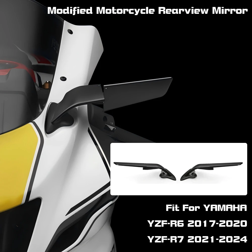 

For YAMAHA YZF-R6 2017-2020 YZF-R7 2021-2024 YZF R6 R7 Stealth Mirrors Sports Winglets Mirror Kits Adjustable Wing Mirrors