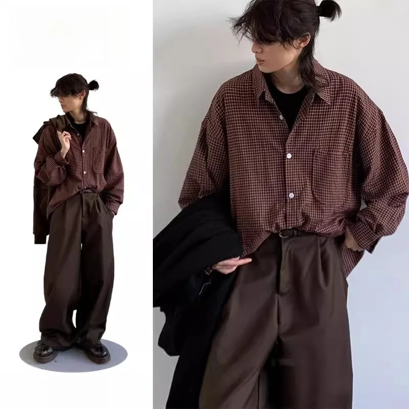 

Тонкий клетчатый длинный свитер в стиле ретро, свободный повседневный женский нейтральный кардиган осенней серии, модный открытый кардиган