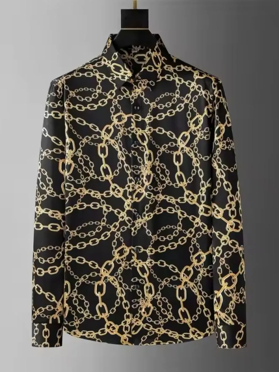 

Men's high-end art-print long-sleeved casual shirt - High-quality fashionable trend oversized men's clothing - Fast shipping