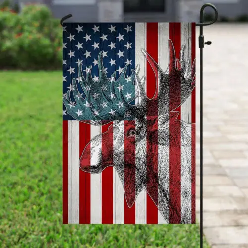 Moose America Flag Garden Flag - House Flag