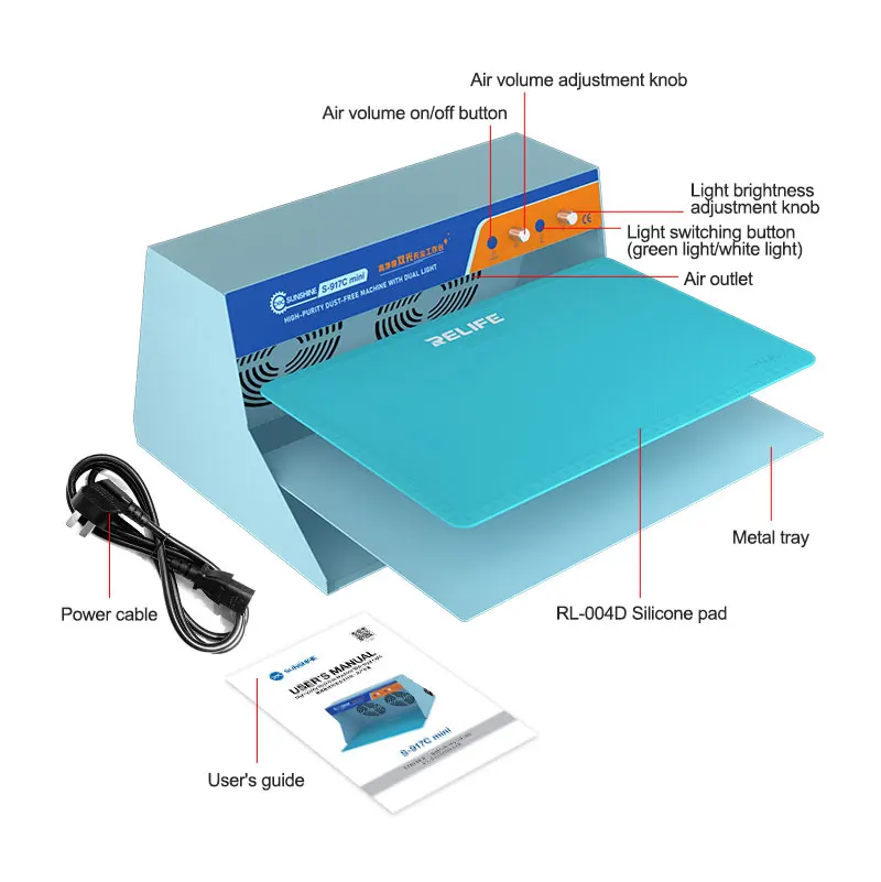 SUNSHINE S-917C Mini High-purity Dust-free Machine With Dual Light Powerful dust Removal  Mobile phone repair tools