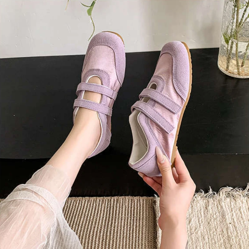Damen-Mary-Jane-Flats mit doppeltem Riemen, Retro-Sneakers aus Satin mit Patchwork und runder Zehenpartie, weiche, süße, lässige Alltags-Flats für Frühling und Herbst – Detail 11