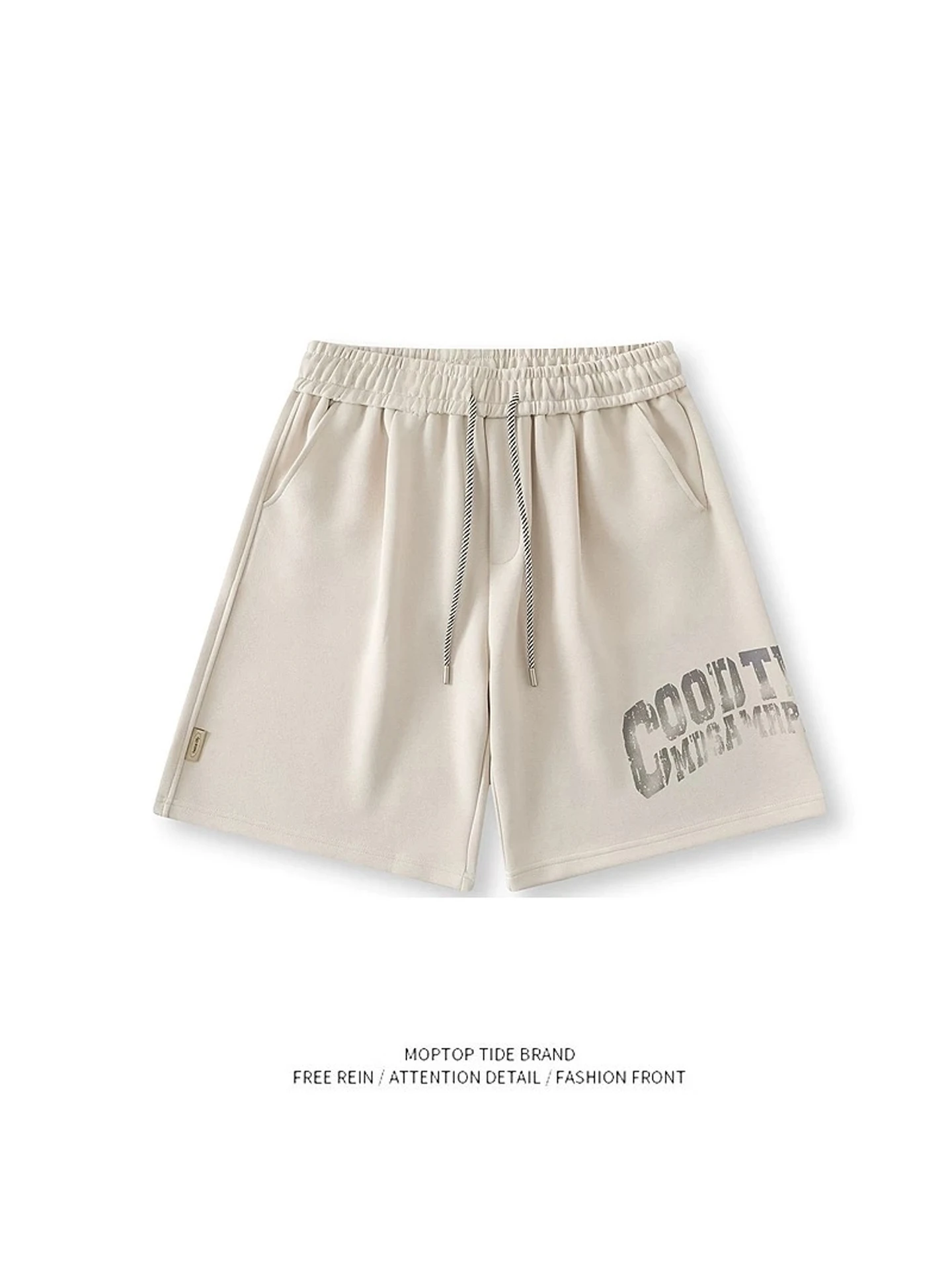 

Свободные мужские брюки в американском стиле, новые летние повседневные брюки с принтом Spor, свободные брюки с пятью точками, прямые брюки со средней талией