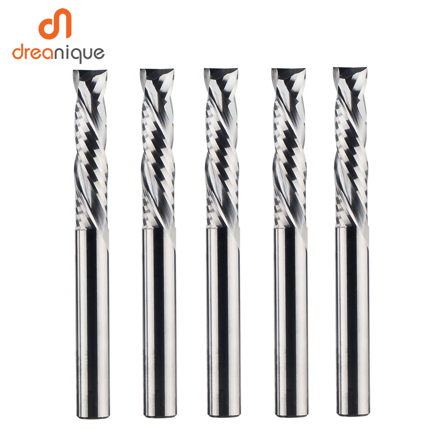 5 STKS/PARTIJ Compressie Frees Houtwerk DOWN Cut Twee Fluit Spiraal Carbide Frees CNC Frezen Hout End Mill Cutter