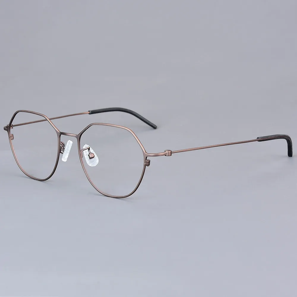 Pure Titanium Polygon Thin Rim Glasses Frame Men Women Irregular Square Design Handmade Eyeglasses Ultralight Eyewear Spectacles