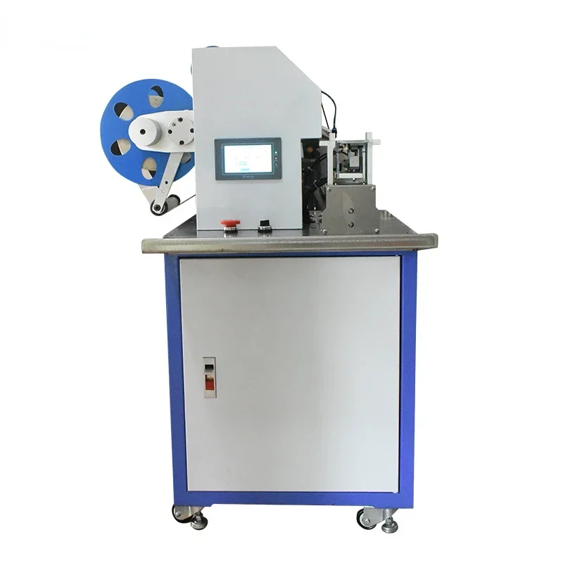 Semi-automatic wire folding labeling machine for labeling wires with self-adhesive labels, USB power cord automatic labeling