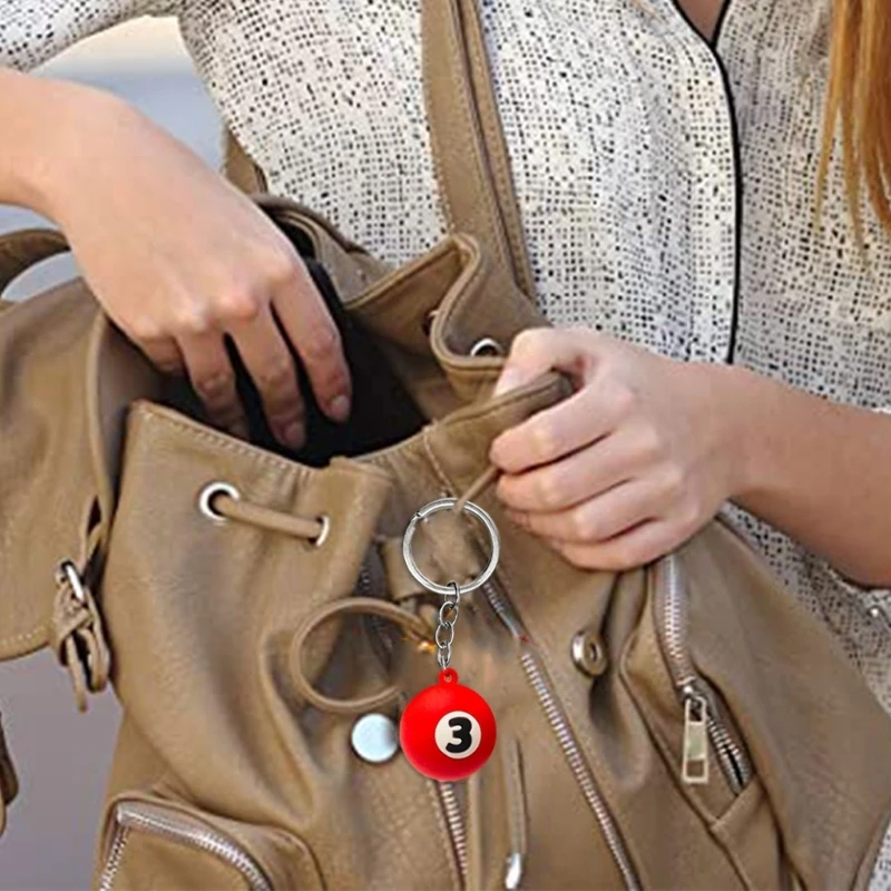 NO.1 to NO.9 Billiards Keychain for Women Men Fashion Mini Round Balls Key-Ring Car Key-Chain Phone Handbag Accessories image 5