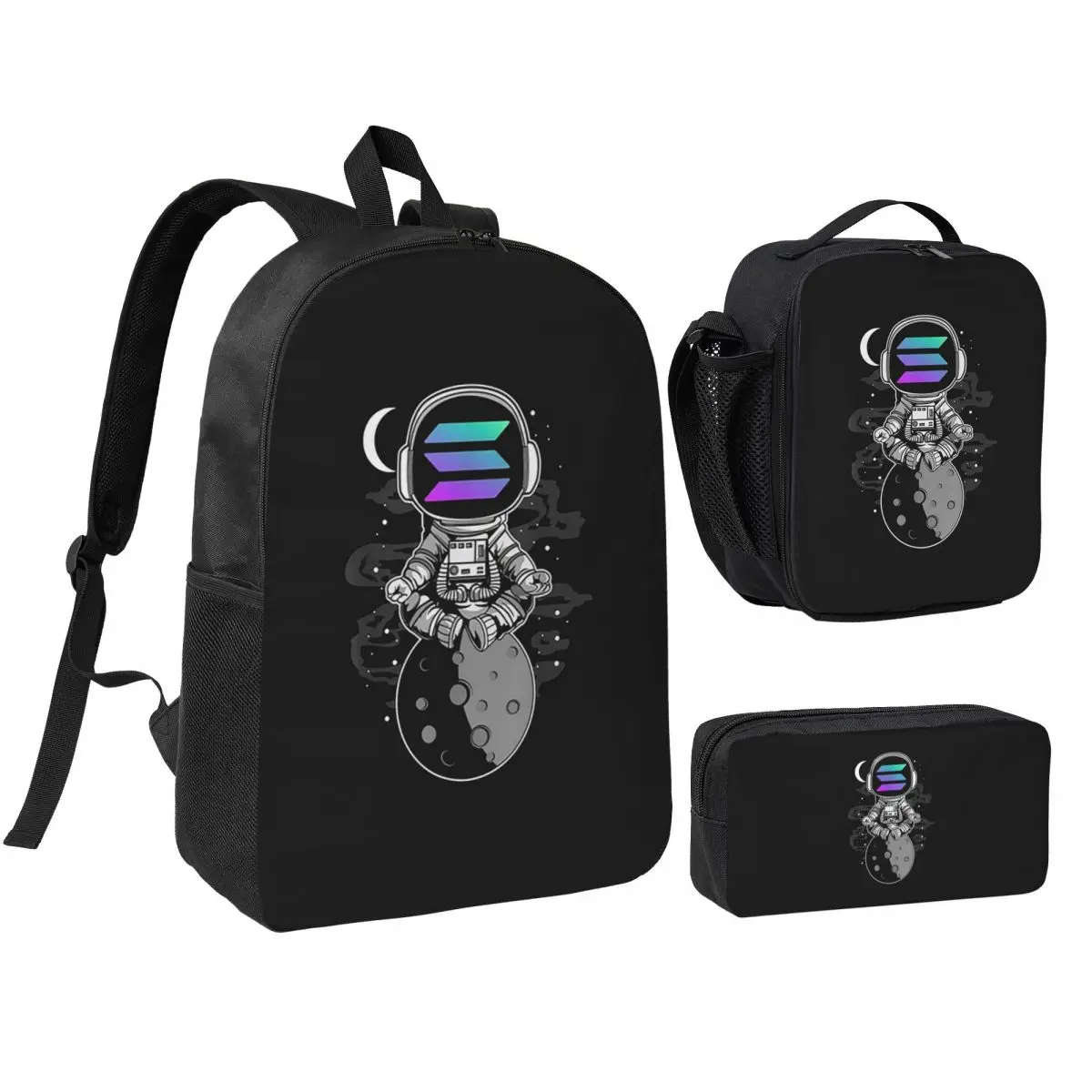 

Solana Cryptocurrency - Solana SOL Backpack BookBag School Bag Laptop Shoulder Bags 3ps Insulated Lunch Bag Pencil Case