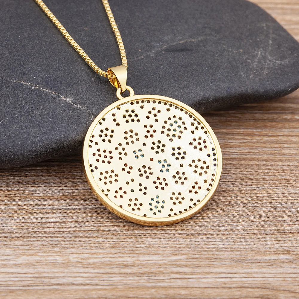 AIBEF Fashion Copper Choker Necklaces Ethnic Round Pave Coloful Cubic Zirconia Pendant Men Woman Jewelry Accessories Gift