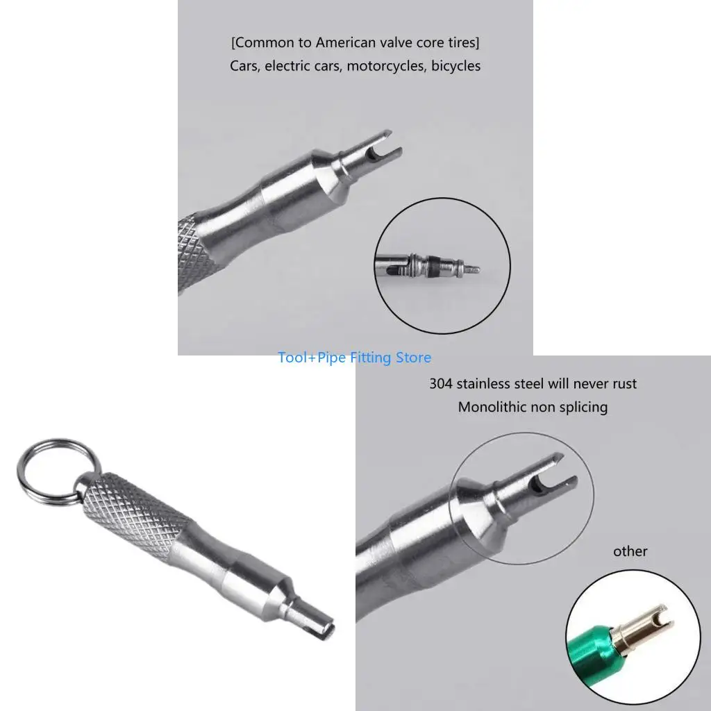F92B Tire Screwdriver for Car Motor Tyre Installation Repair Deflating Screw Driver Tool Stainless Keychain Design