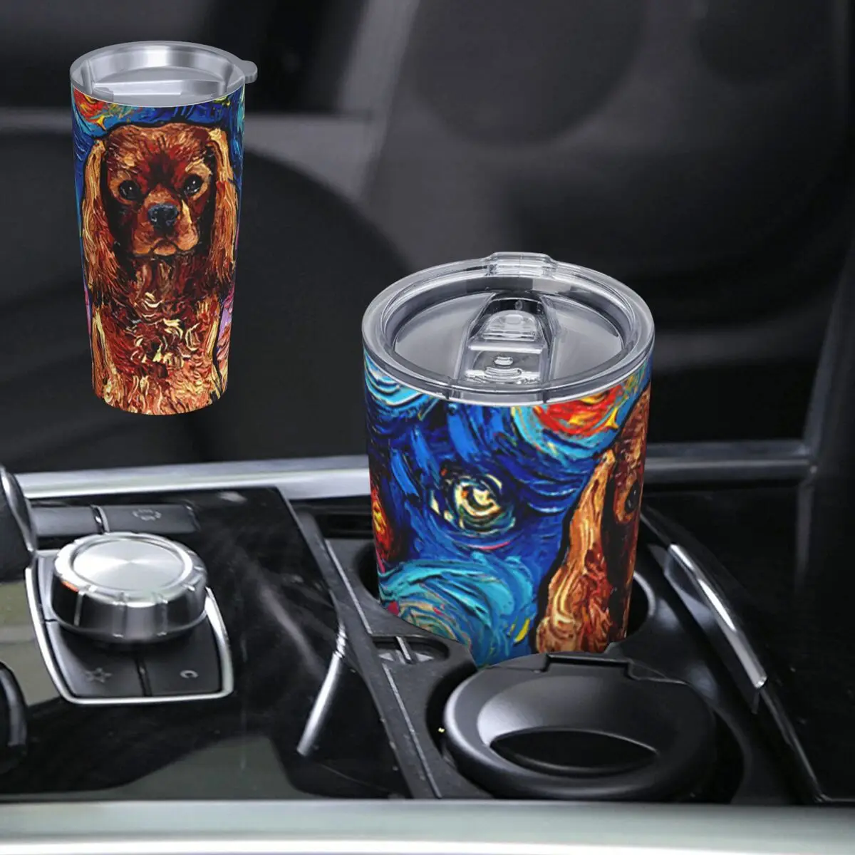 Ruby Dog Cavalier King Charles Spaniel Night Stainless Steel Tumbler Vacuum Insulated Mug Thermal Cold Cup Straws With Lid 20oz