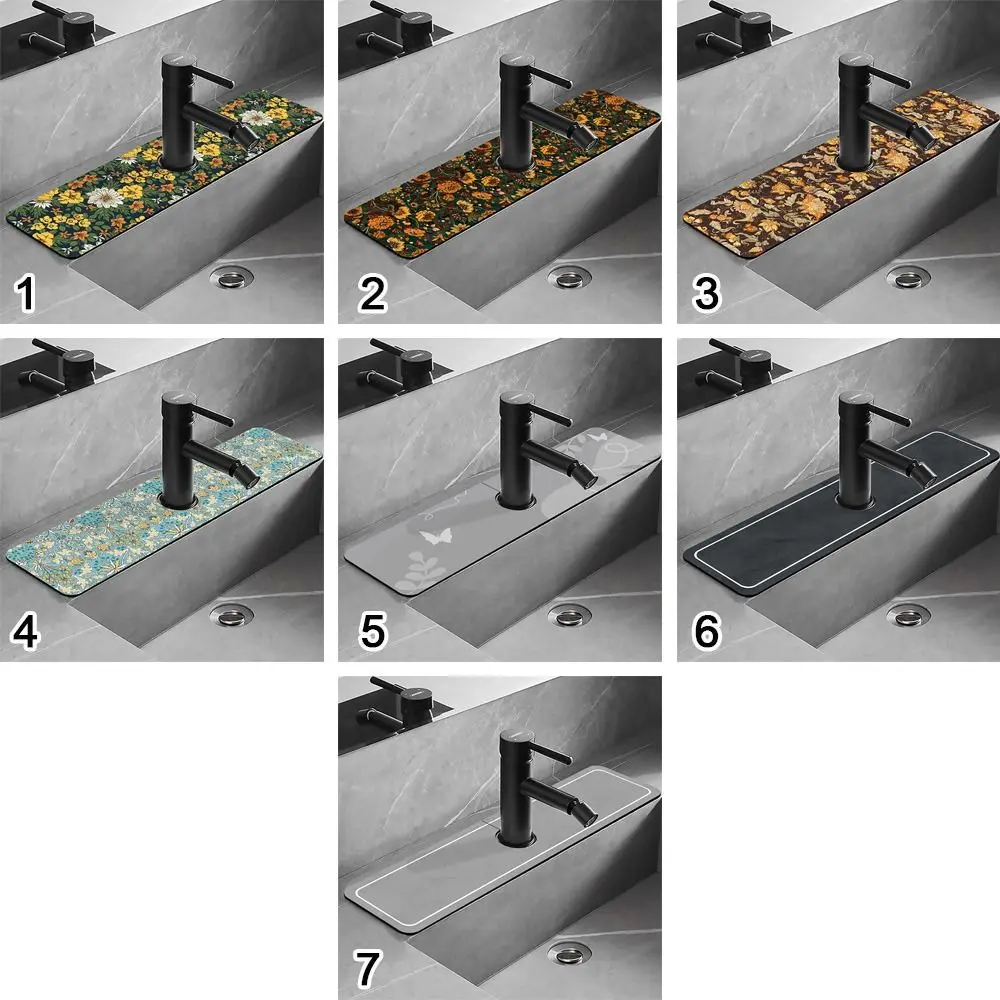 Diatomite Faucet Draining Mat Splash-proof Quick Dry Non-Slip Absorbent Pad Convenient Multifunction Sink Splash Mats