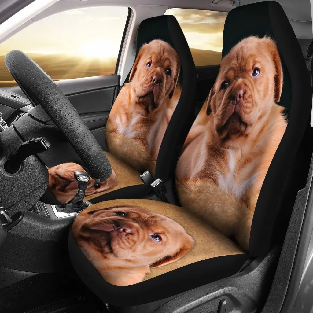 Cute Bordeaux Mastiff Print Car Seat Covers Set 2 Pc, Car Accessories Seat Cover