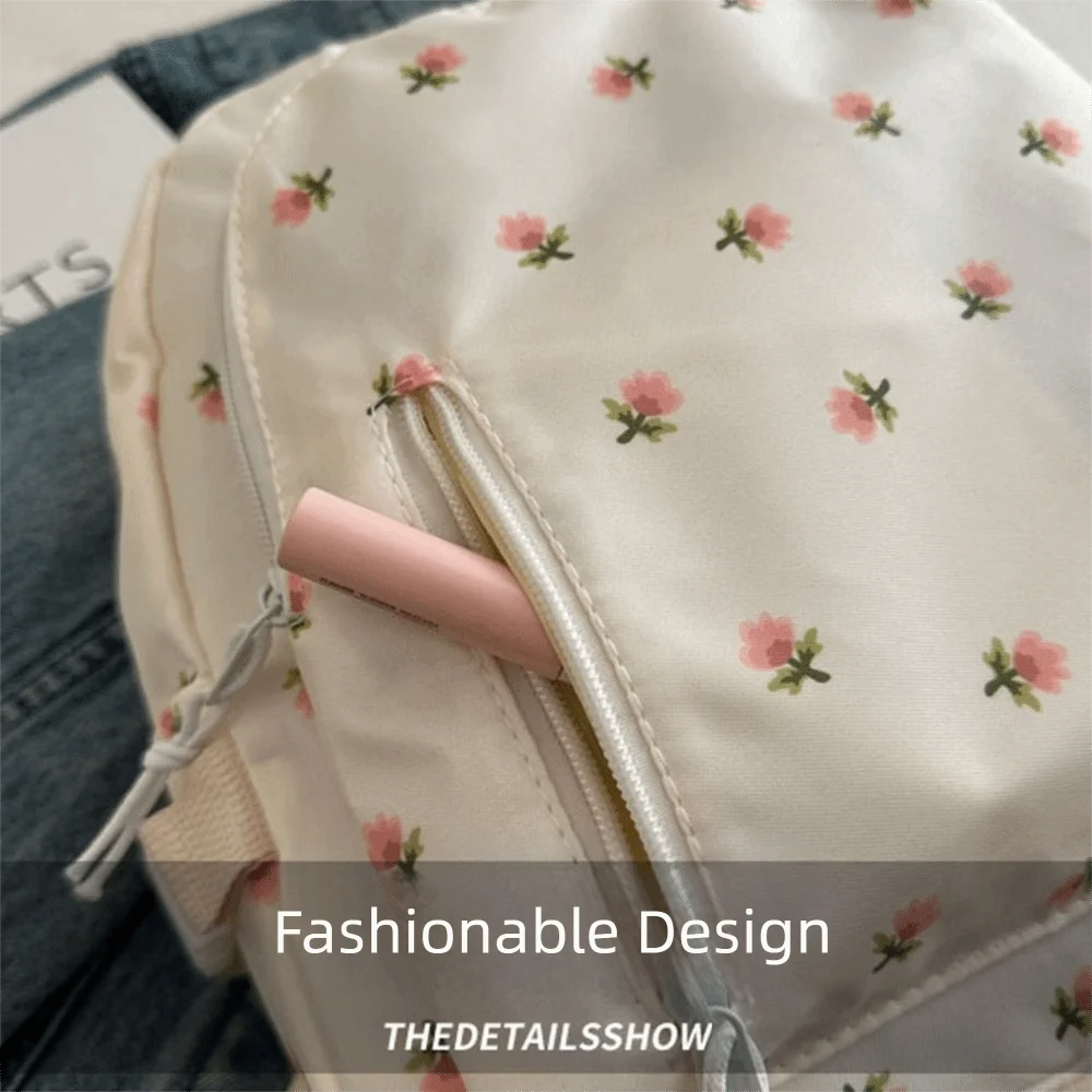 

Повседневный женский рюкзак в корейском стиле с цветочным принтом, большая вместительная дорожная сумка на молнии, маленький размер, школьная сумка для ежедневного использования