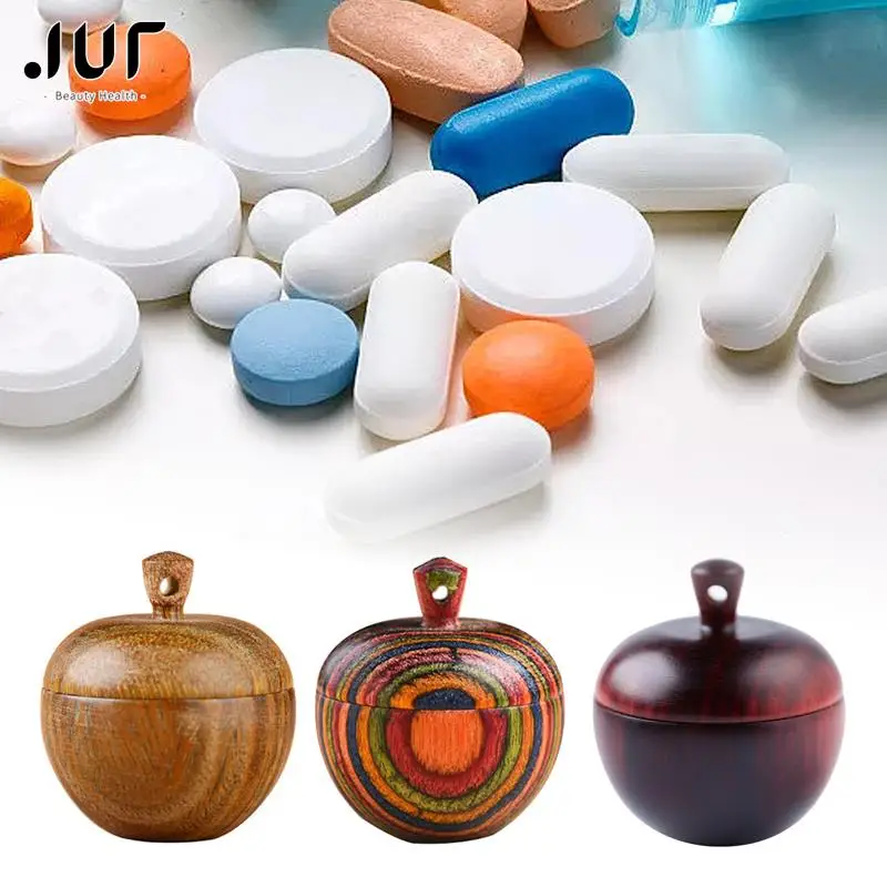 1Pcs Solid Wood Medicine Pill Box Mini Sandalwood Rescue Pill Case Portable Storage Sealed Outdoor First Aid Tool Keychain