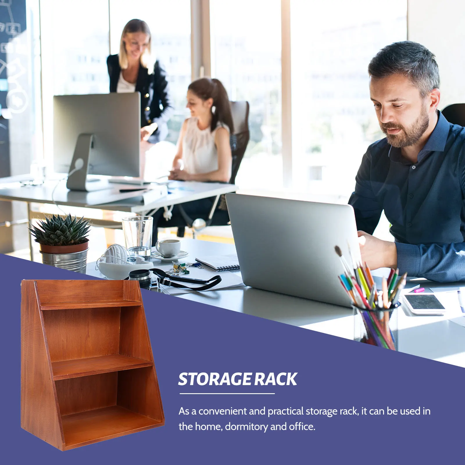 

Wooden Multi-Layer Storage Rack Sturdy Smooth Surface Sundries Organizer Rack Practical Storage Shelf for Home Office Desktop