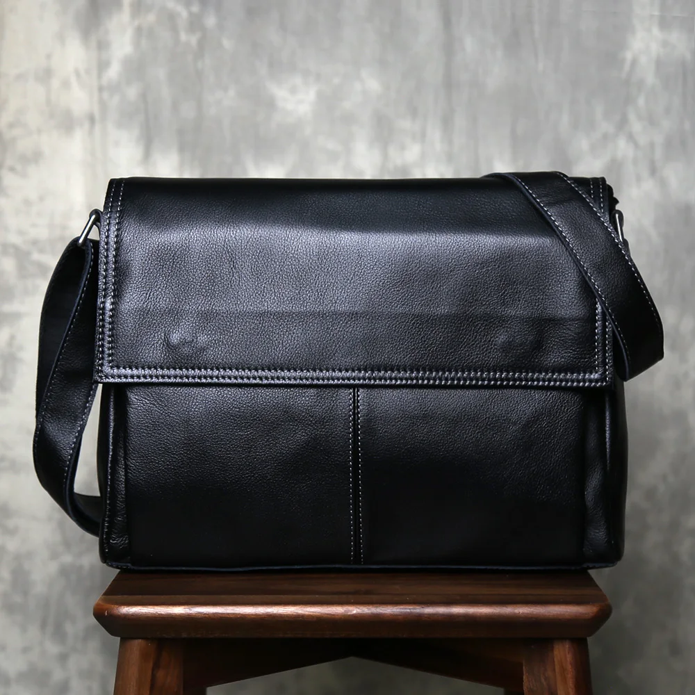 

Мужская сумка через плечо из воловьей кожи, кожаная повседневная мужская сумка, горизонтальная сумка, сумка почтальона, большая вместительная сумка на одно плечо