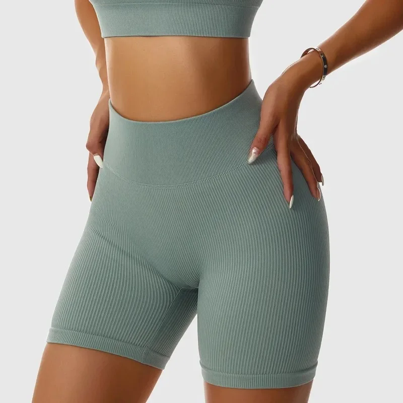 Women Yoga Shorts3 Piece Workout Athletic Seamless High Wasit Gym Leggings