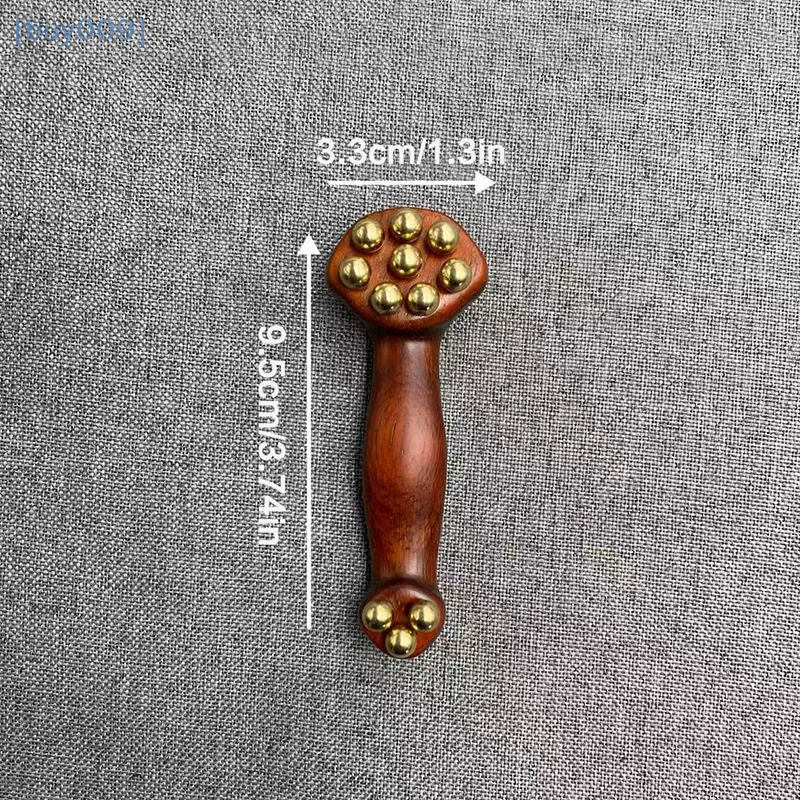 

【купить 009】 Двусторонний инструмент для подтяжки фасции для лица с 11 латунными золотыми бусинами из сандалового дерева, щек, глаза, красота, массаж, Гуа Ша, палочка Poi