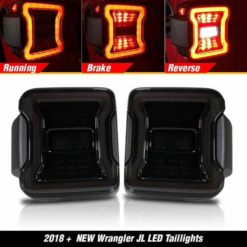 

2Pcs/set LED Tail Light Double Flashing Running Light Start Brake Lamp Fit for Wrangler JL 2018+ (US version) Car Exterior Parts