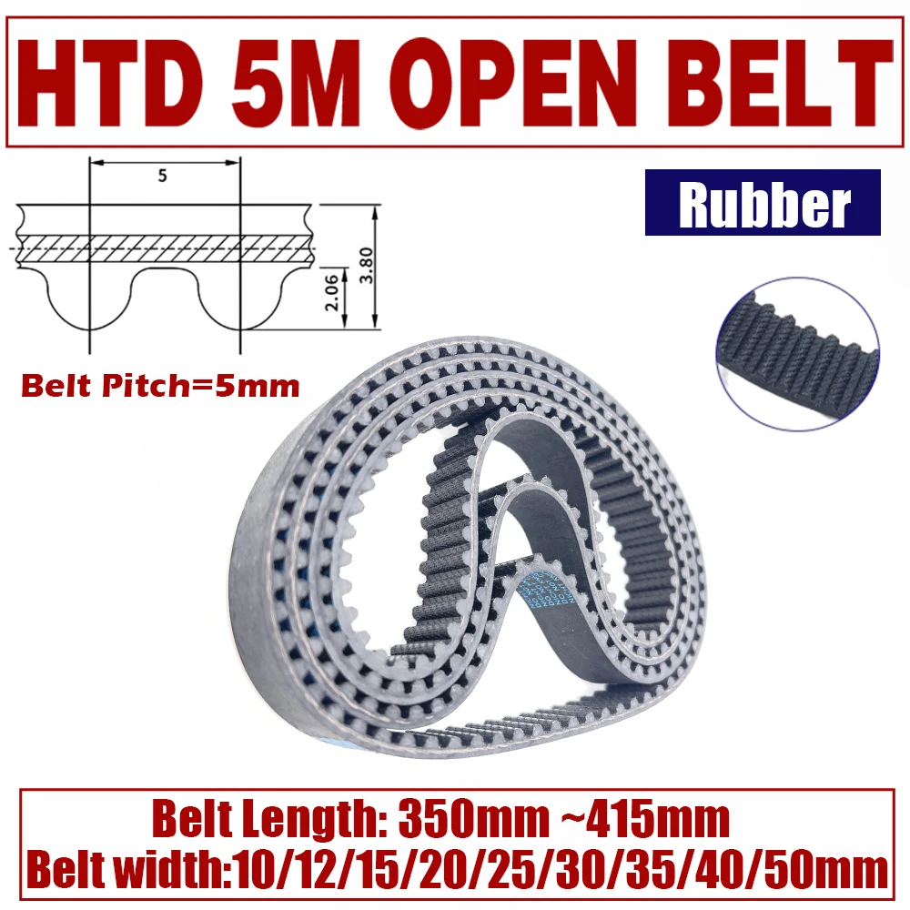 

HTD 5M Timing Belt Perimeter 350 355 360 365 370 375 380 385 390 395 400 405 410 415mm 5M Closed Loop Rubber Belt Width 10~50mm