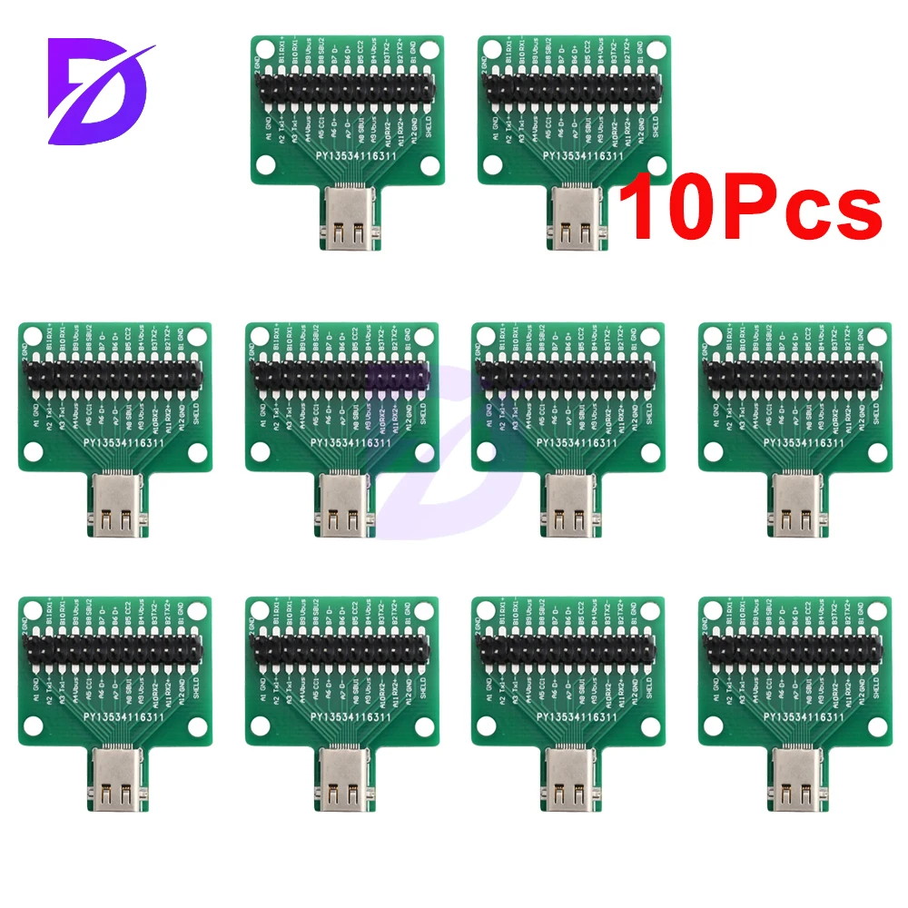 TYPE-C female double-sided positive and negative insertion test board USB3.124P female chassis connector with double rows