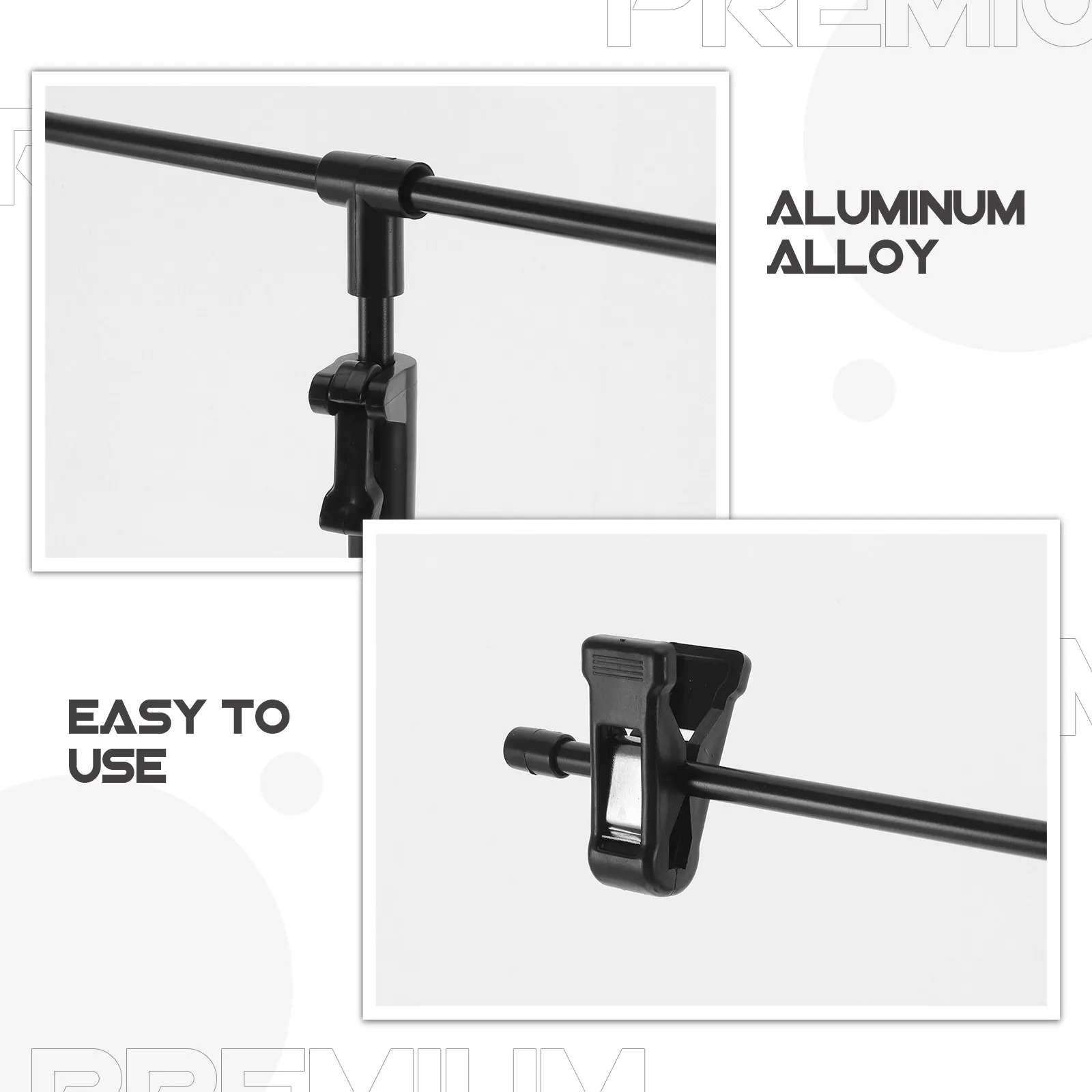 Black Aluminum Alloy Adjustable T-Shaped Poster Stand Retractable Floor Display Holder for Retail Trade Shows Offices