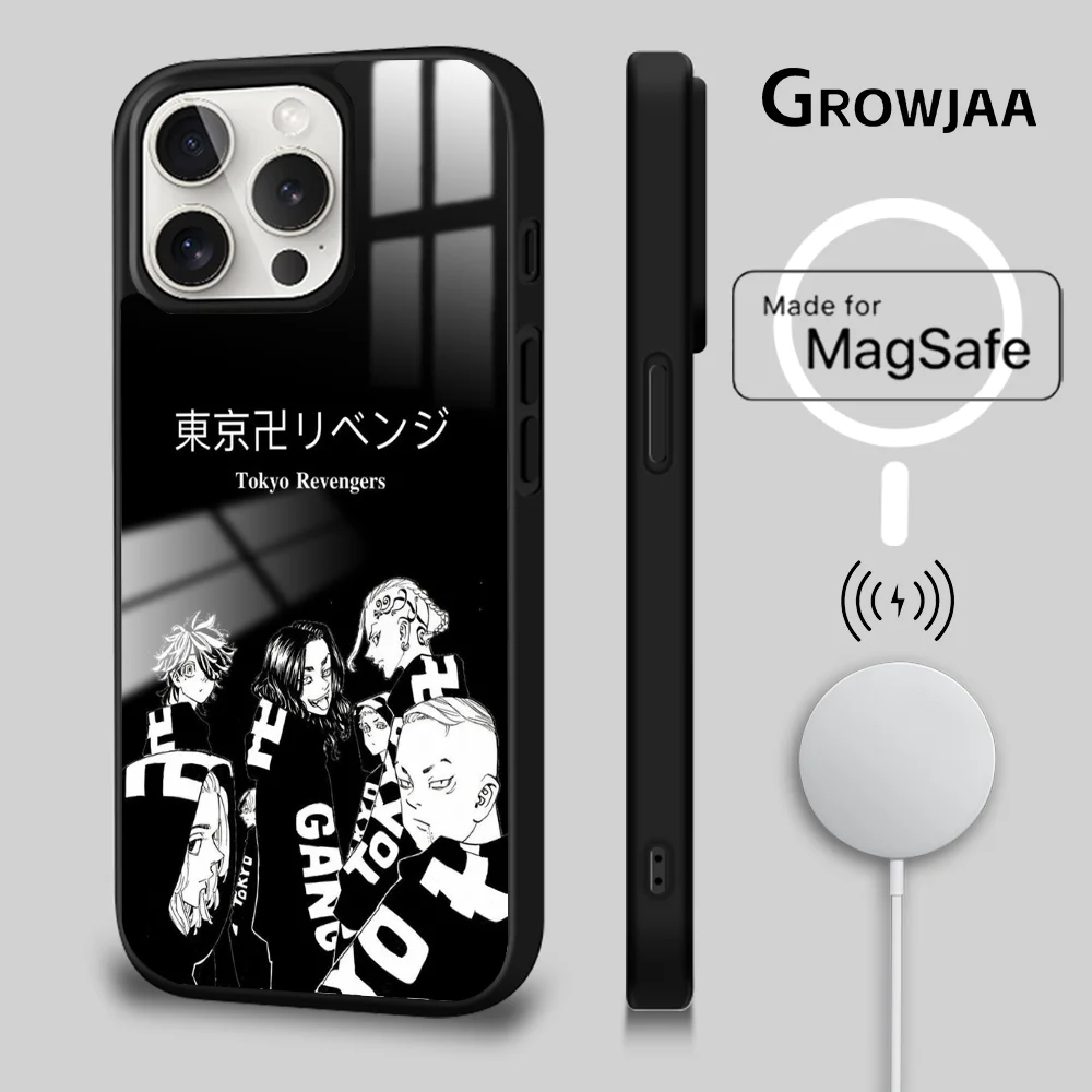 Anime T-tokyo R-revengers Phone Case For iPhone 16 15 14 13 12 11 Pro Max Plus Mini Magsafe Mirror Wireless Magnetic Cover