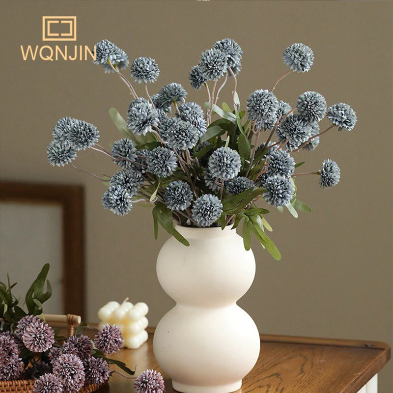 1 Stück Künstliche 5-Köpfige Knospenförmige Chrysanthemen, Herbst-Hochzeits-Heimdekoration Fotografie-Requisiten Simulationsblumen