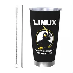 Linux May Source Tumbler Vacuum Insulated Penguin Programmer Developer Nerd Coffee Cups with Lid Straw Car Mugs Water Bottle