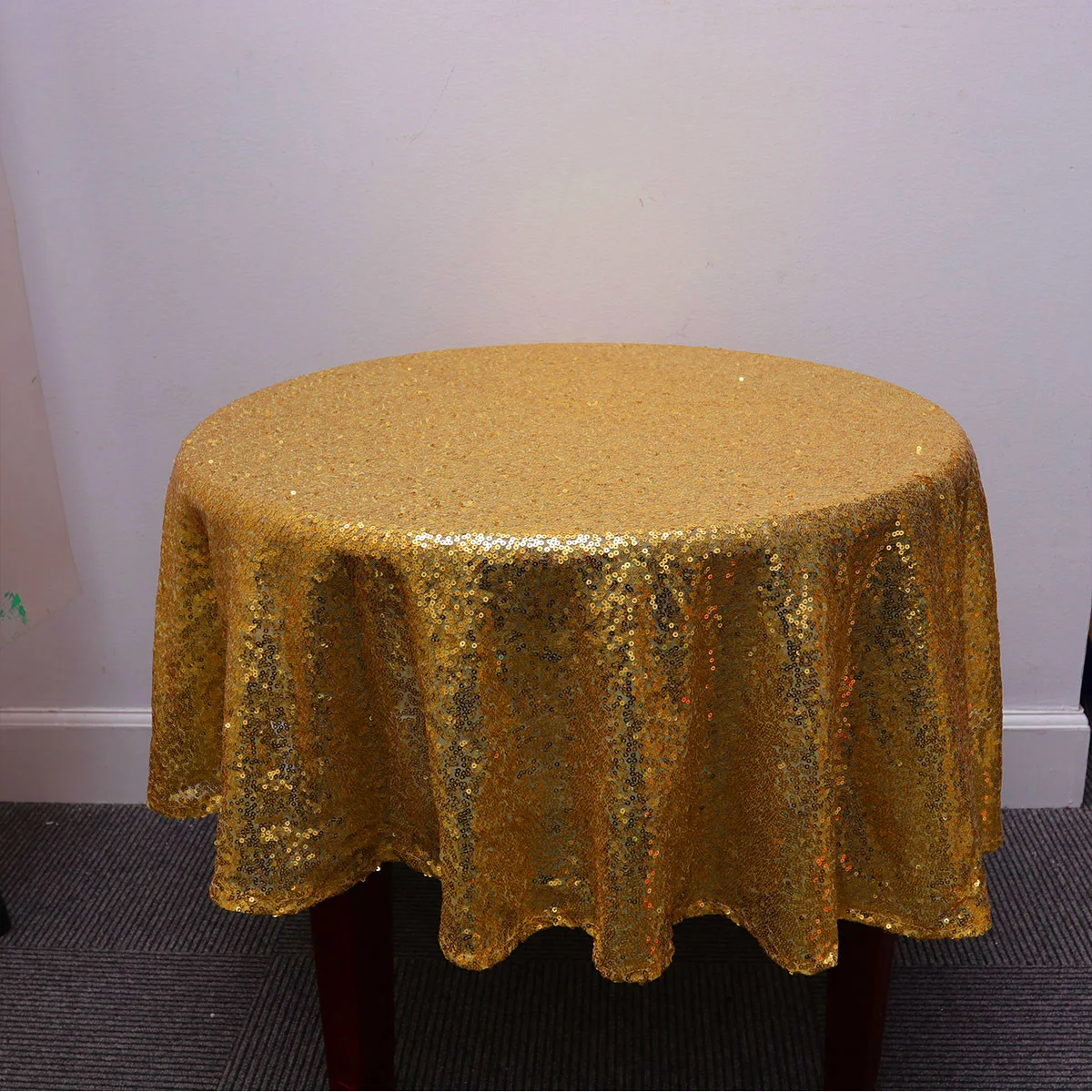 

Golden Sequin Tablecloth Round Shiny Table Cover For Wedding Party Banquet Decoration Multi-Functional Glitter Table