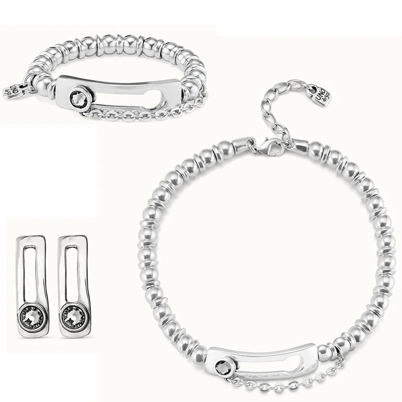 2024 Spain UNOde High Beauty Minimalist Retro Grey Crystal Buckle Series Jewelry Set Women's Gift