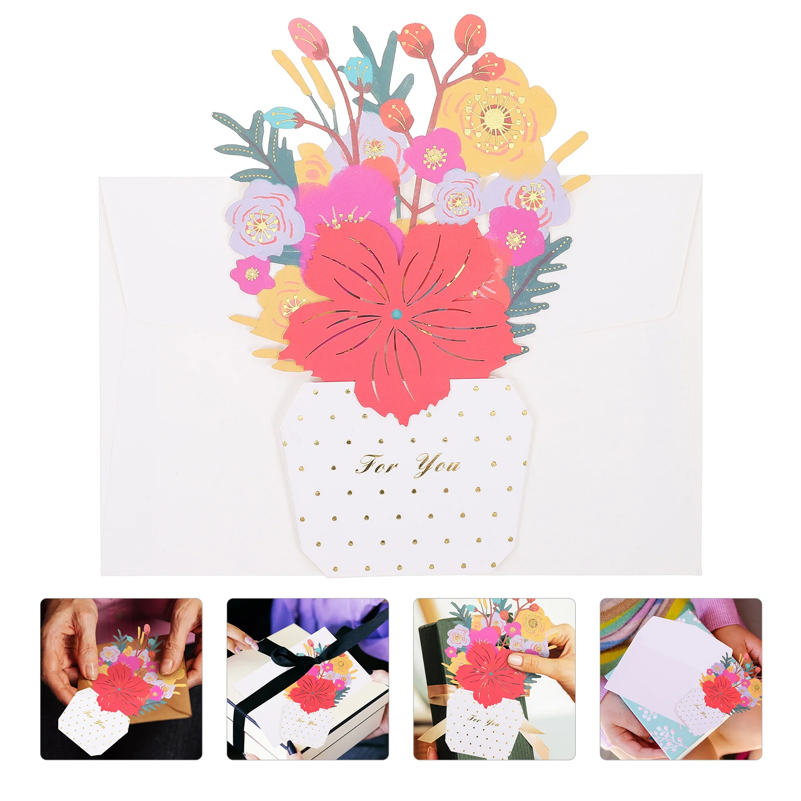 

3D Flower Card High-Class Paper Exquisite Pop-Up Greeting Card for Mother's Day Blessing and -Up Cards