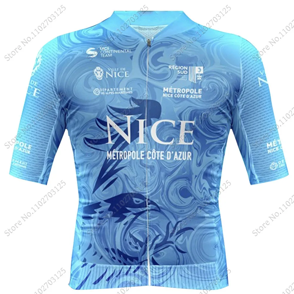 2024 Nice Métropole Team Cycling Jersey Set Short Sleeve France Clothing Mens Road Bike Shirts Suit Bicycle Bib Shorts MTB