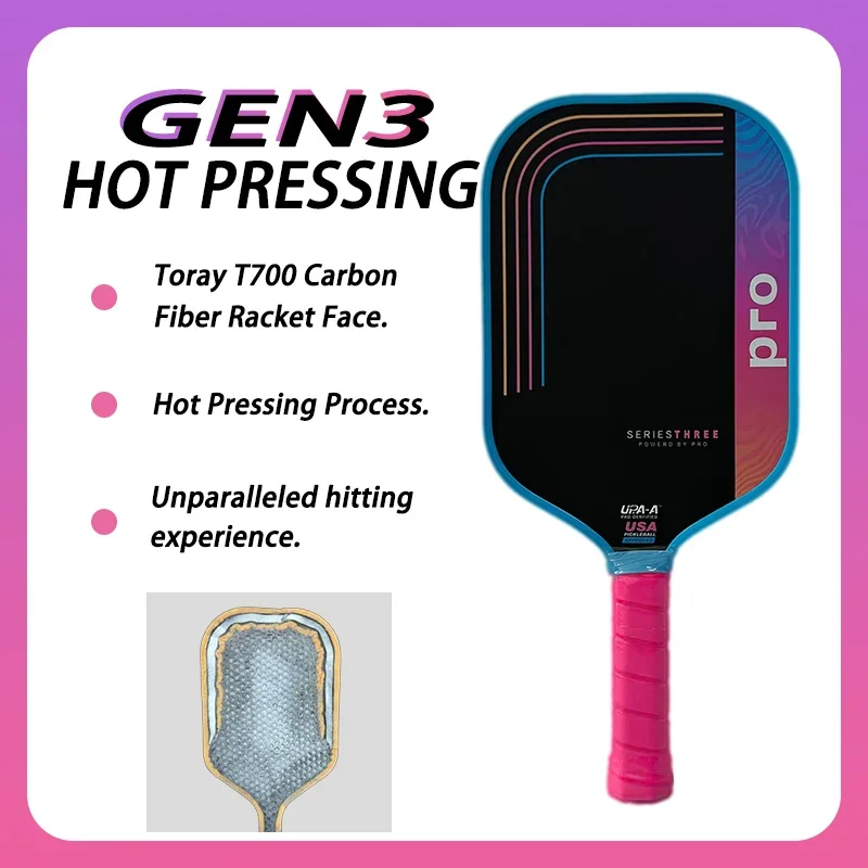 

Весло для пиклбола Flamingo Gen3, высокоэластичный сердечник из углеродного волокна, 16 мм, горячего прессования T700 — спортивное и развлекательное оборудование