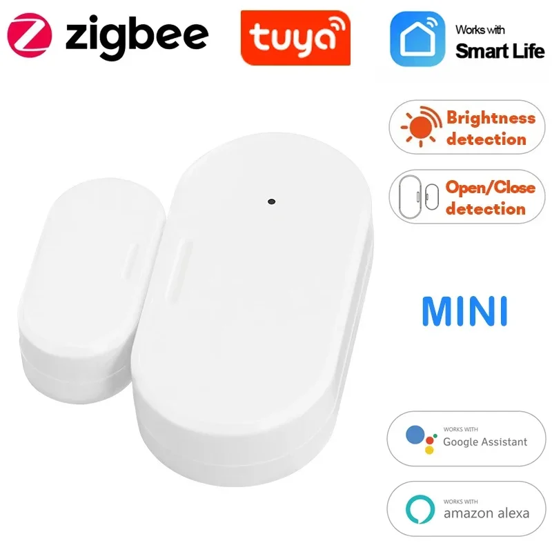 Датчик открытия и закрытия окон Tuya Zigbee 3,0, детектор датчика яркости и яркости с подсветкой для умного дома