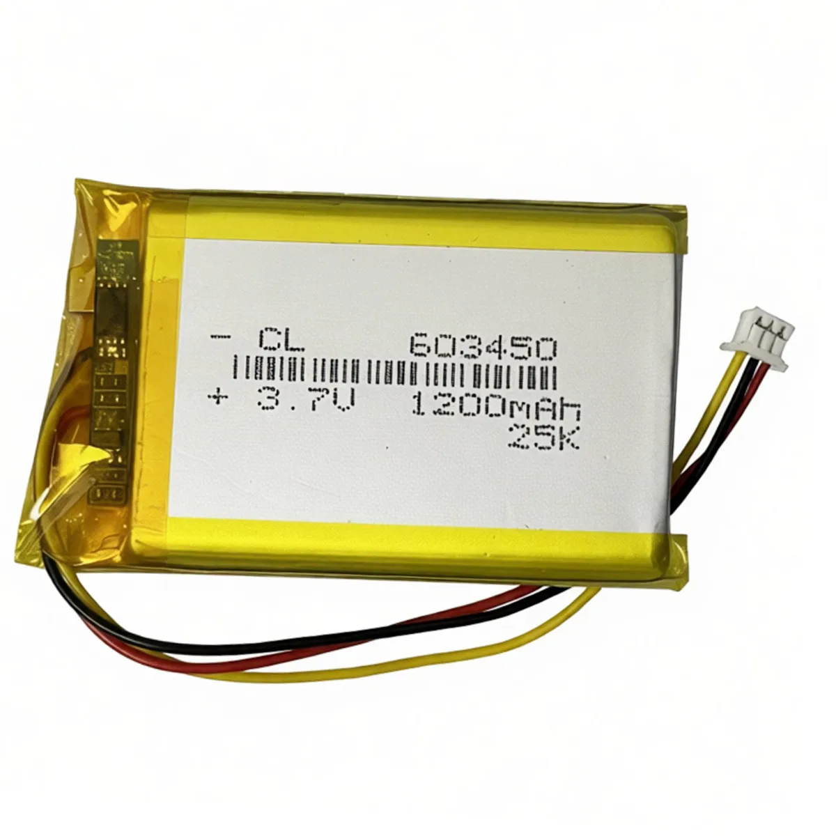 3.7V 1200mAh 603450 Lipo Polymer Lithium Rechargeable Battery + JST 1.25 3Pin Plug For GPS DVD Bluetooth Recorder E-book Camera