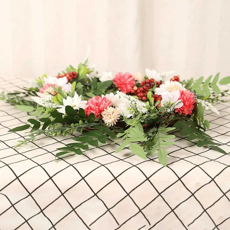 Artificial Flower Wreath Artificial Flower Wreath Home Decoration Handmade Wreaths For Front Door Welcome Sign Farmhouse Cottage